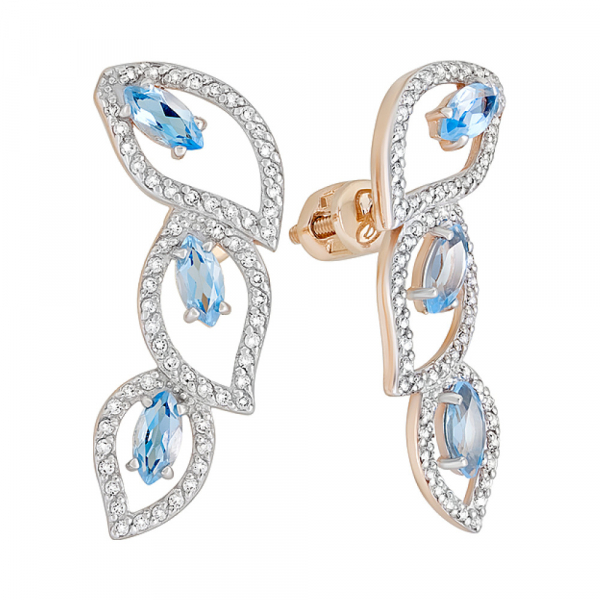 Пуссеты с топазом и фианитом № 127019