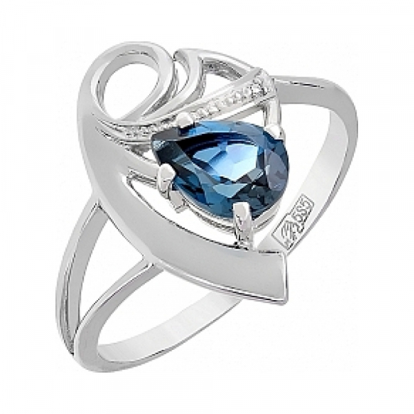 Золотое кольцо с топазом и фианитом № 115490