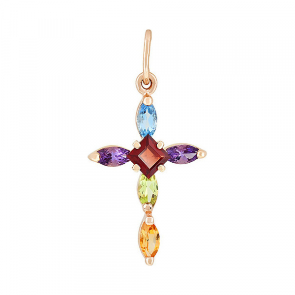 Золотая подвеска с полудраг вставками № 114396