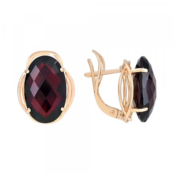 Золотые серьги с гранатом № 105391