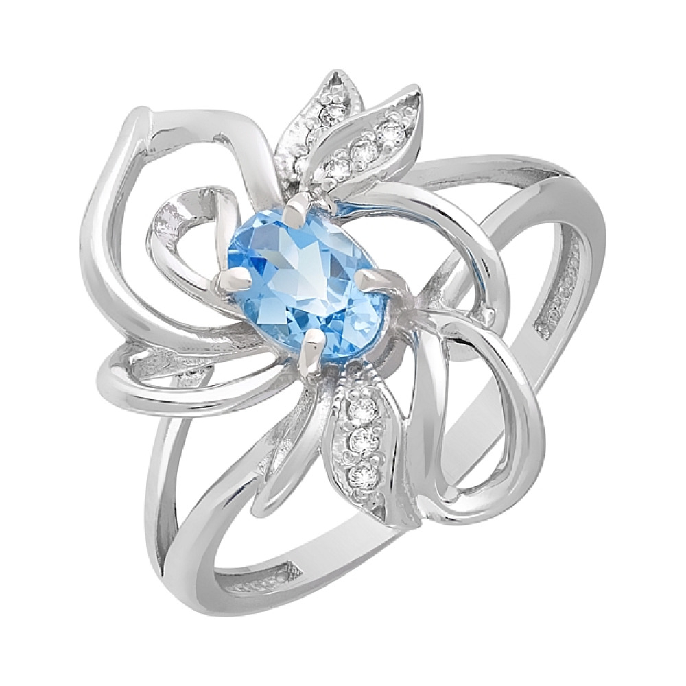 Золотое кольцо с топазом и фианитом № 120490