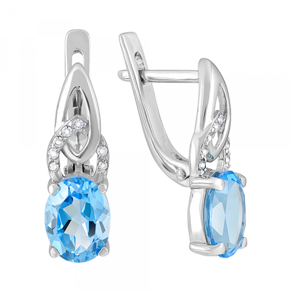 Золотые серьги с топазом и фианитом № 127522