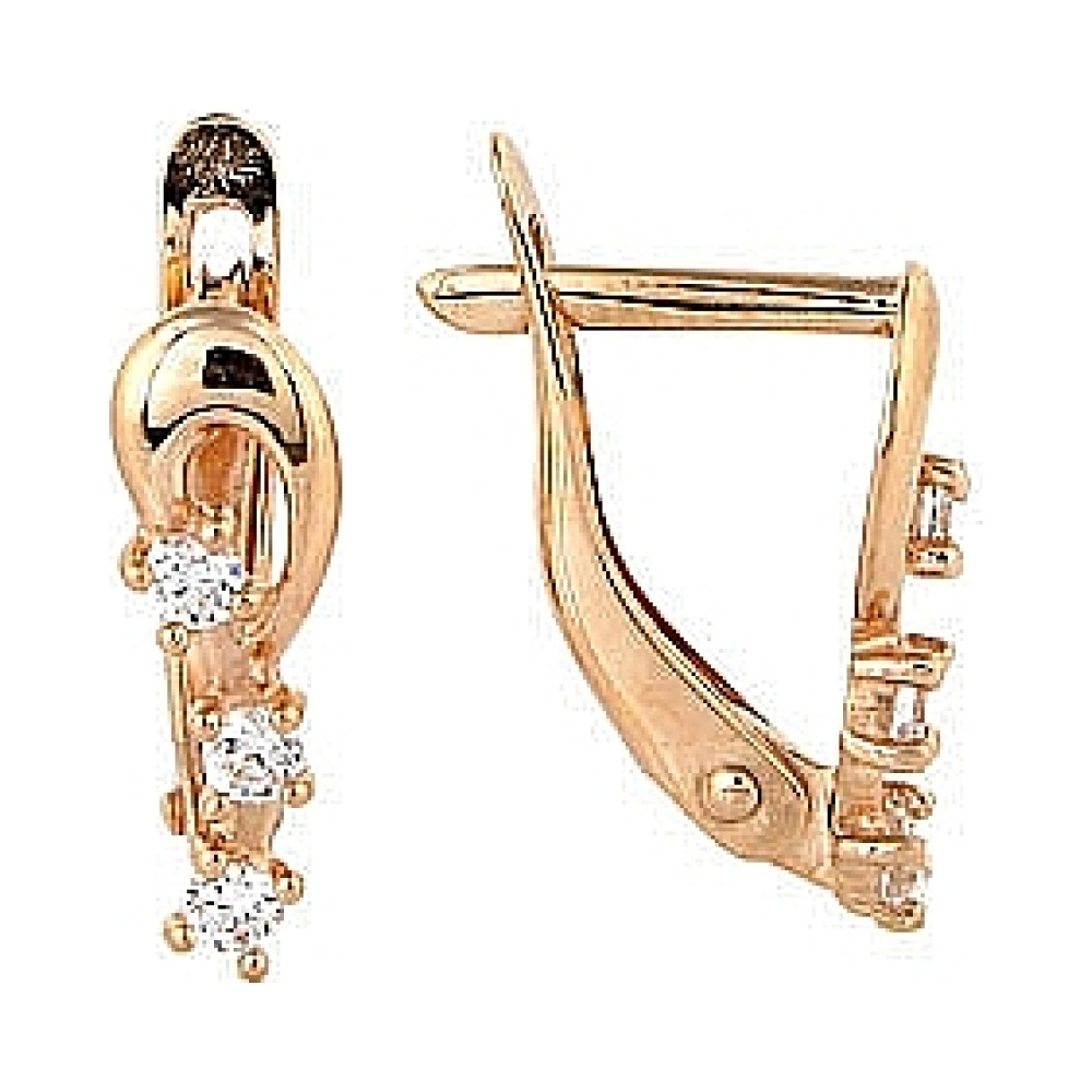 Золотые серьги с фианитом № 66033