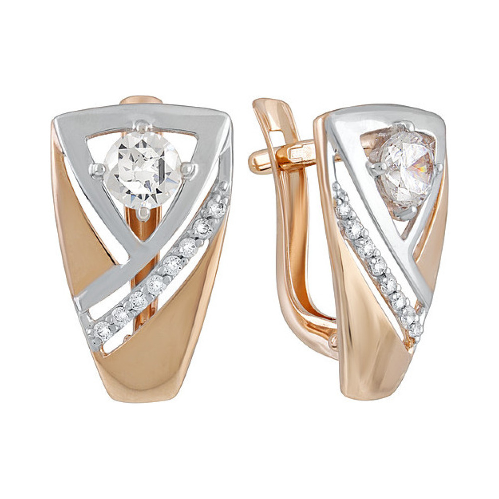 Золотые серьги с фианитом № 135976