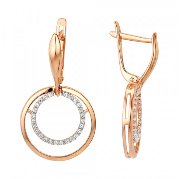 Золотые серьги с фианитом № 138586