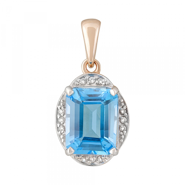 Золотая подвеска с топазом и фианитом № 126582