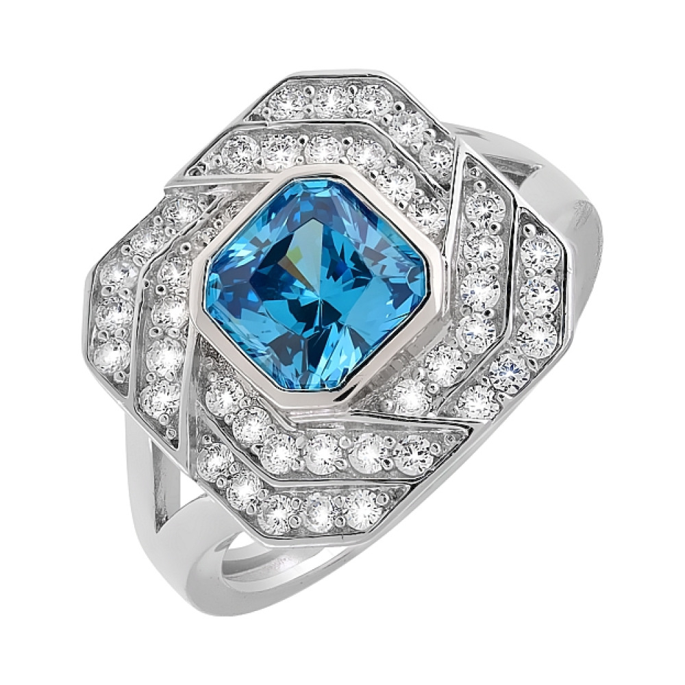 Серебряное кольцо с фианитами № 119086