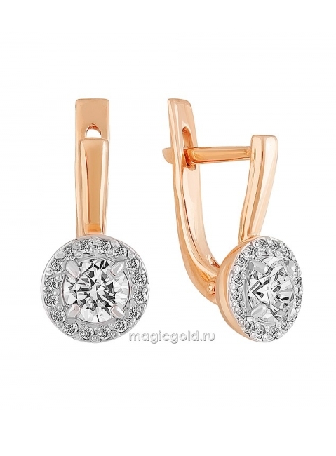 Золотые серьги с бриллиантом № 105799