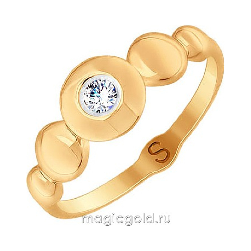 Золотое кольцо с фианитом № 163957