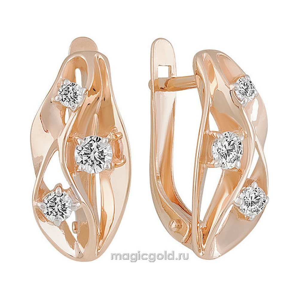 Золотые серьги с фианитом № 159676