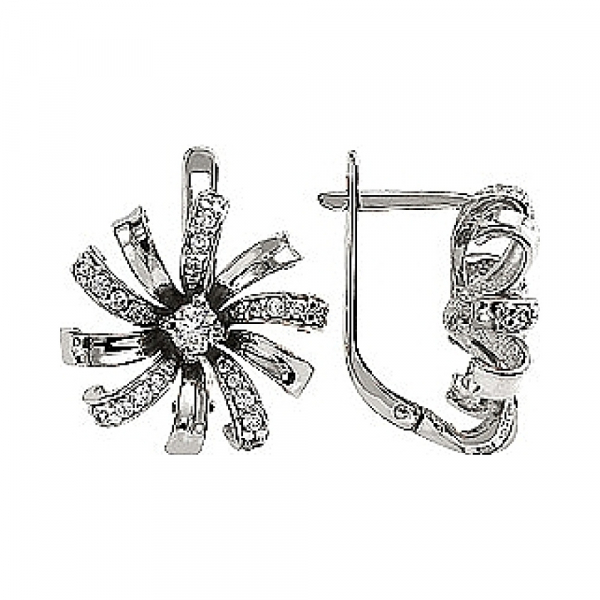 Золотые серьги с фианитом № 80174