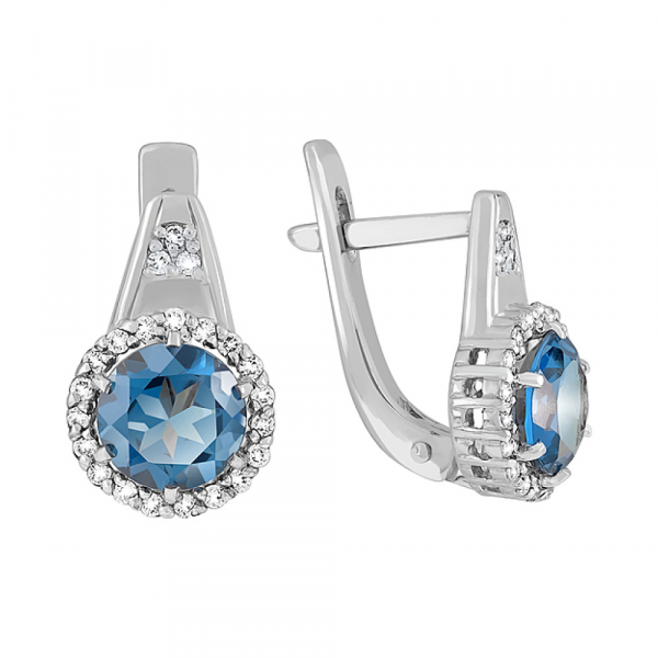 Золотые серьги с топазом и фианитом № 117330