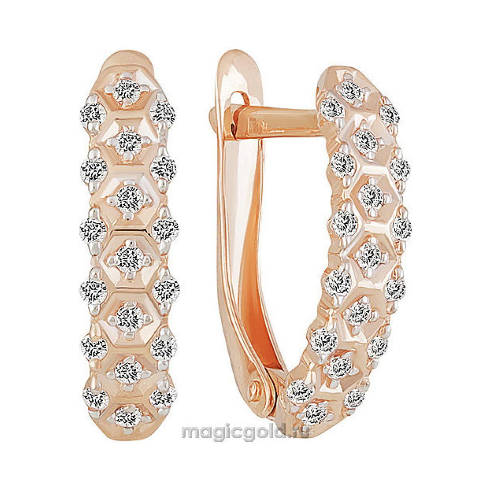 Золотые серьги с фианитом № 160256