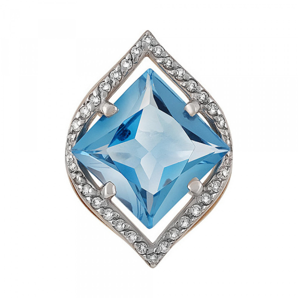 Золотая подвеска с топазом и фианитом № 131739