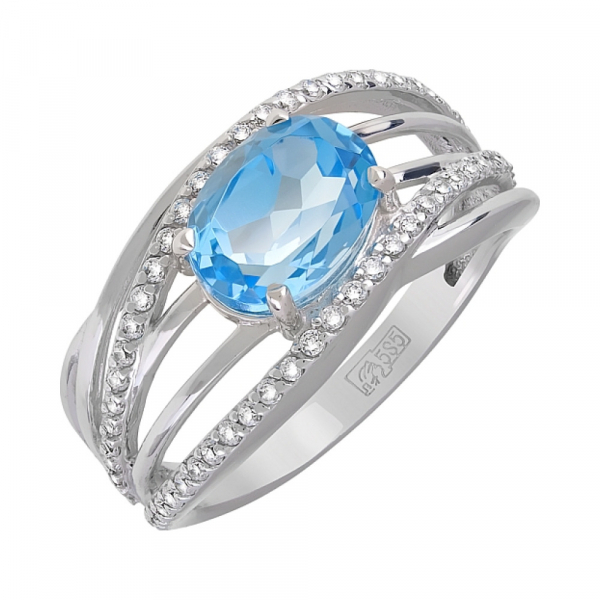 Золотое кольцо с топазом и фианитом № 119677