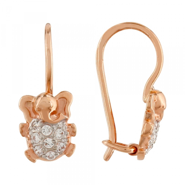 Золотые серьги с фианитами № 103507