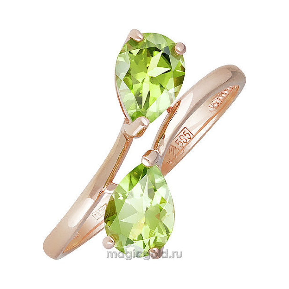 Золотое кольцо с хризолитом № 139050