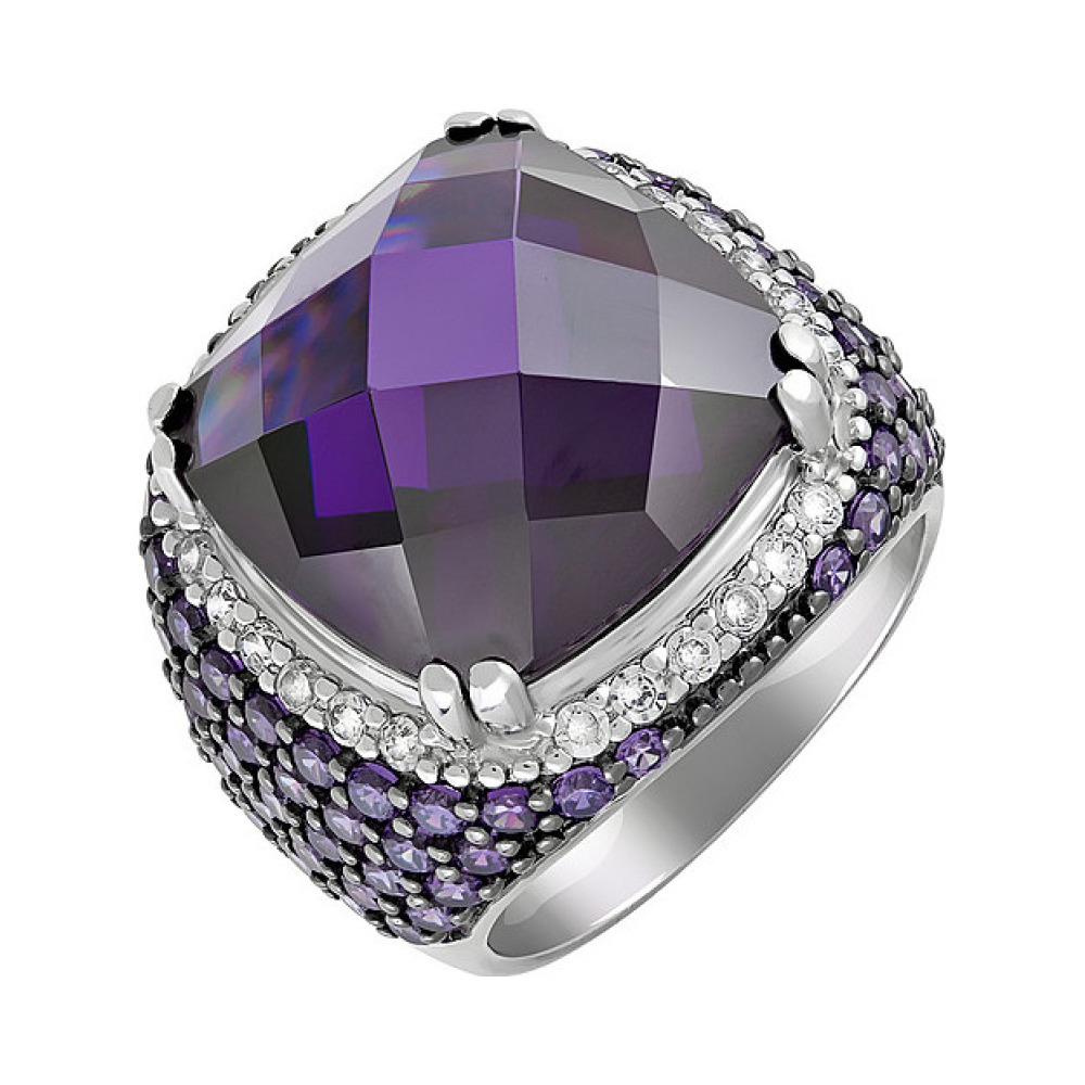 Серебряное кольцо с фианитом № 80588