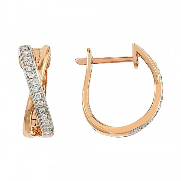 Золотые серьги с бриллиантом № 105997