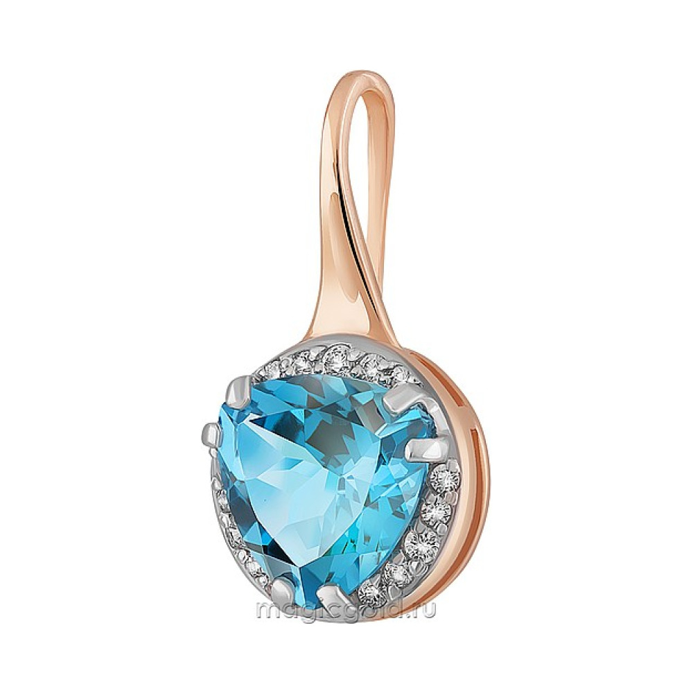 Золотая подвеска с топазом и фианитом № 141421