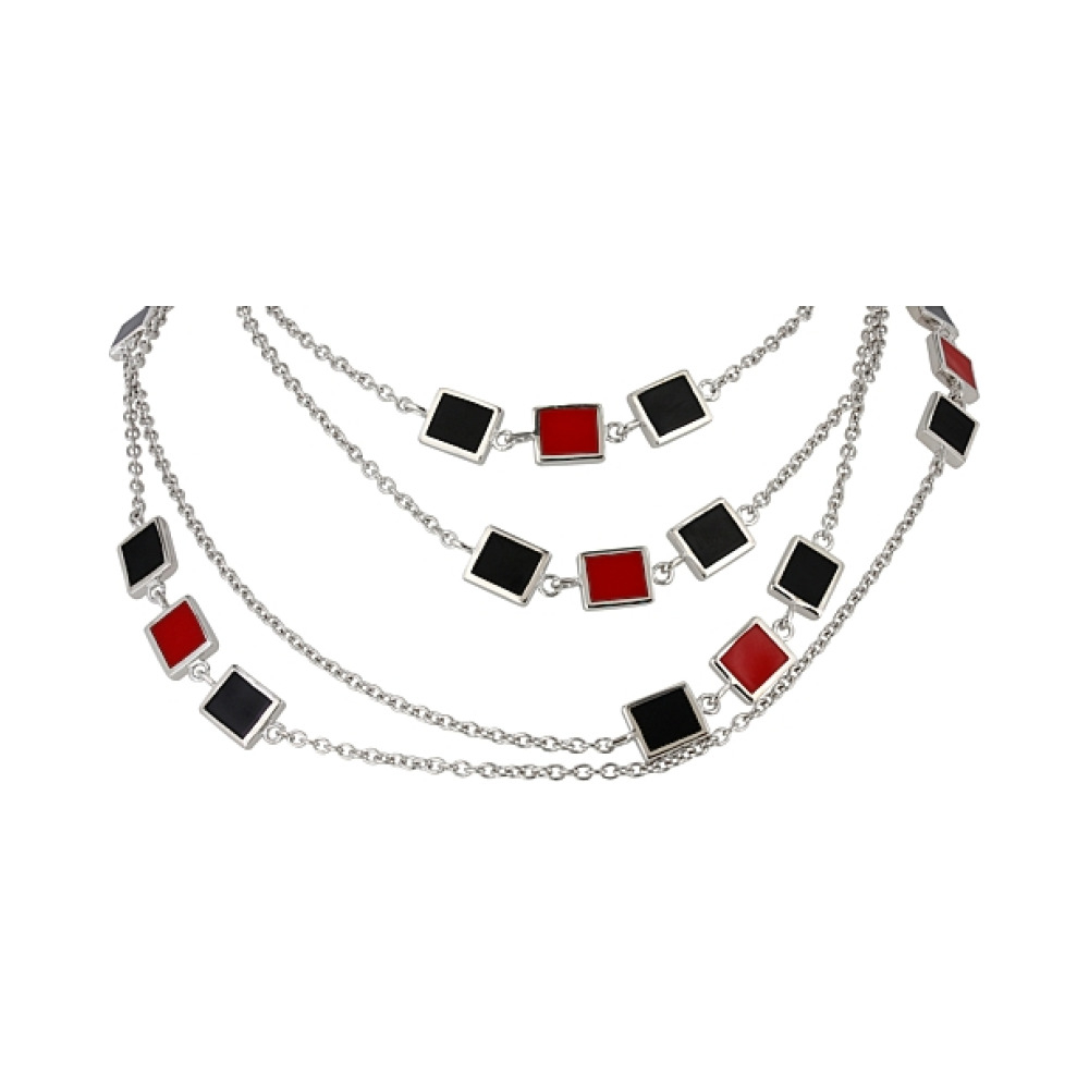 Серебряное колье с каучуком № 106710