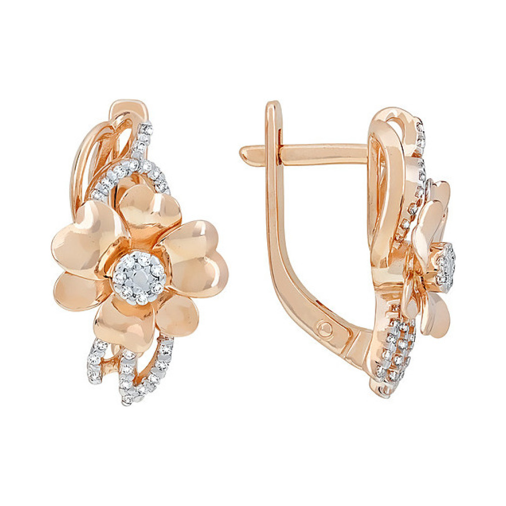 Золотые серьги с фианитом № 116196