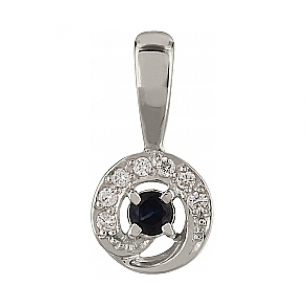 Золотая подвеска с бриллиантом и сапфиром № 103232