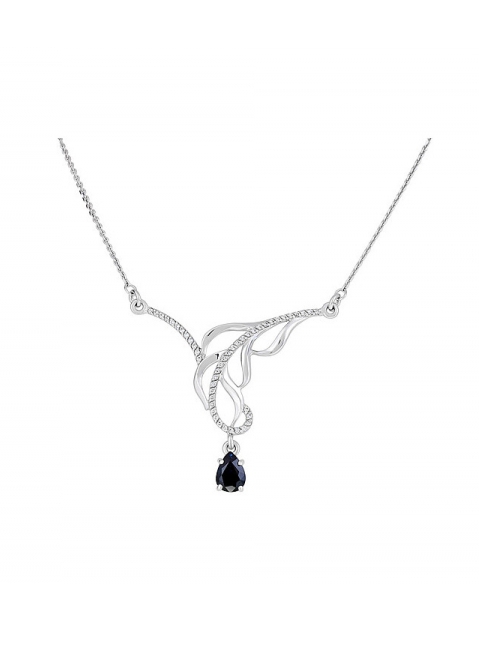 Золотое колье с сапфиром и фианитом № 121624