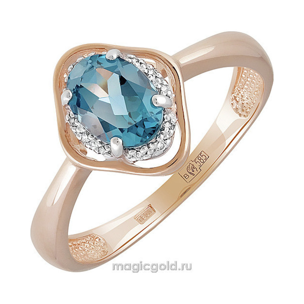 Золотое кольцо с топазом и фианитом № 141360