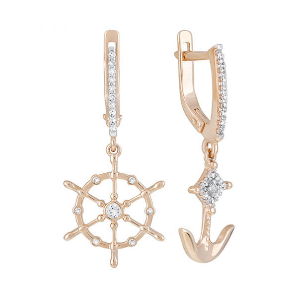 Золотые серьги с фианитами № 127886