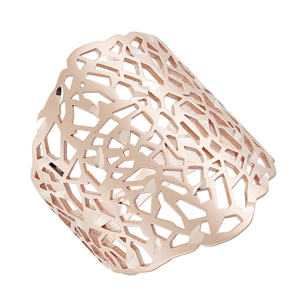 Золотое кольцо без камня с алмазкой № 124306