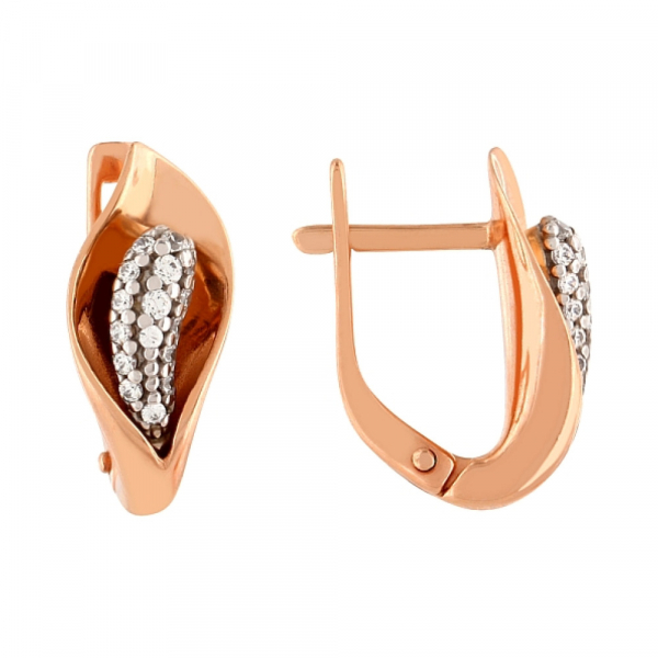 Золотые серьги с фианитом № 86047