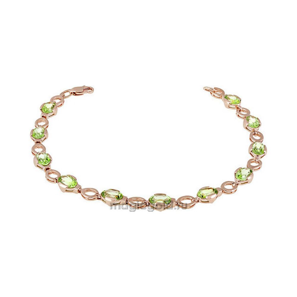 Золотой браслет с хризолитом № 138880