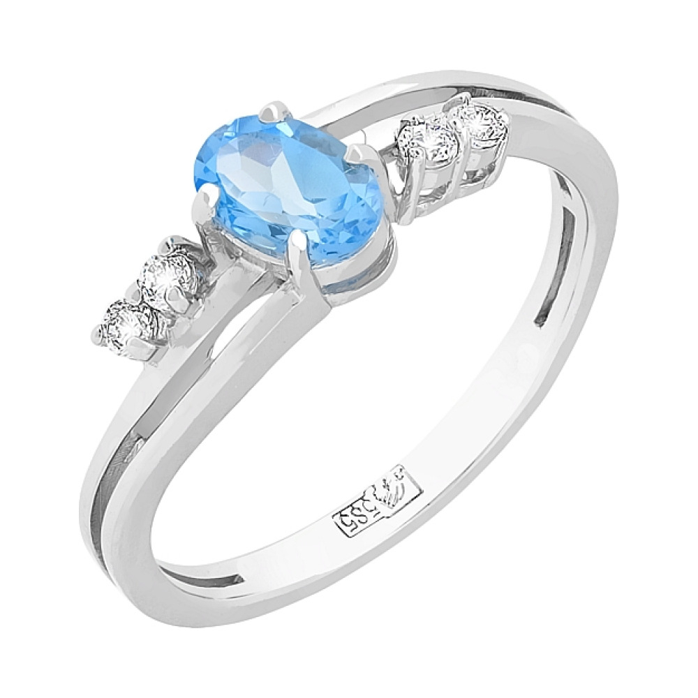 Золотое кольцо с топазом и фианитами № 76100