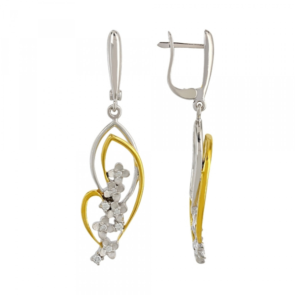 Серебряные серьги с фианитами № 106312