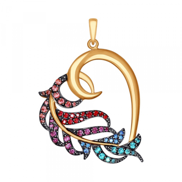 Золотая подвеска с фианитом № 140907