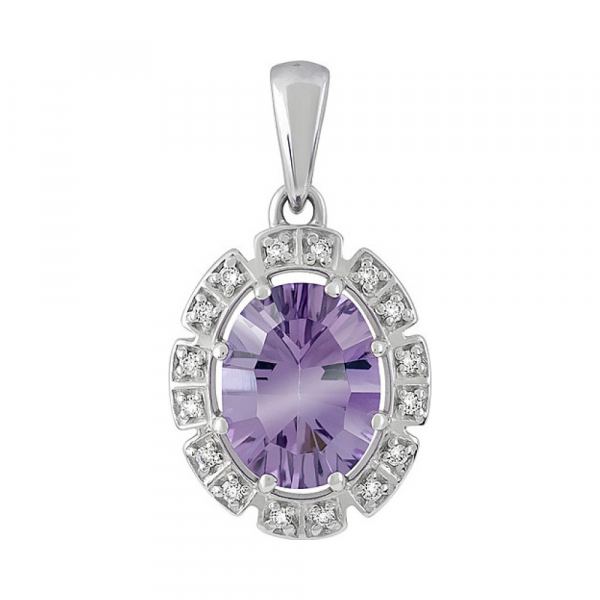 Серебряная подвеска с аметистом и фианитом № 133828