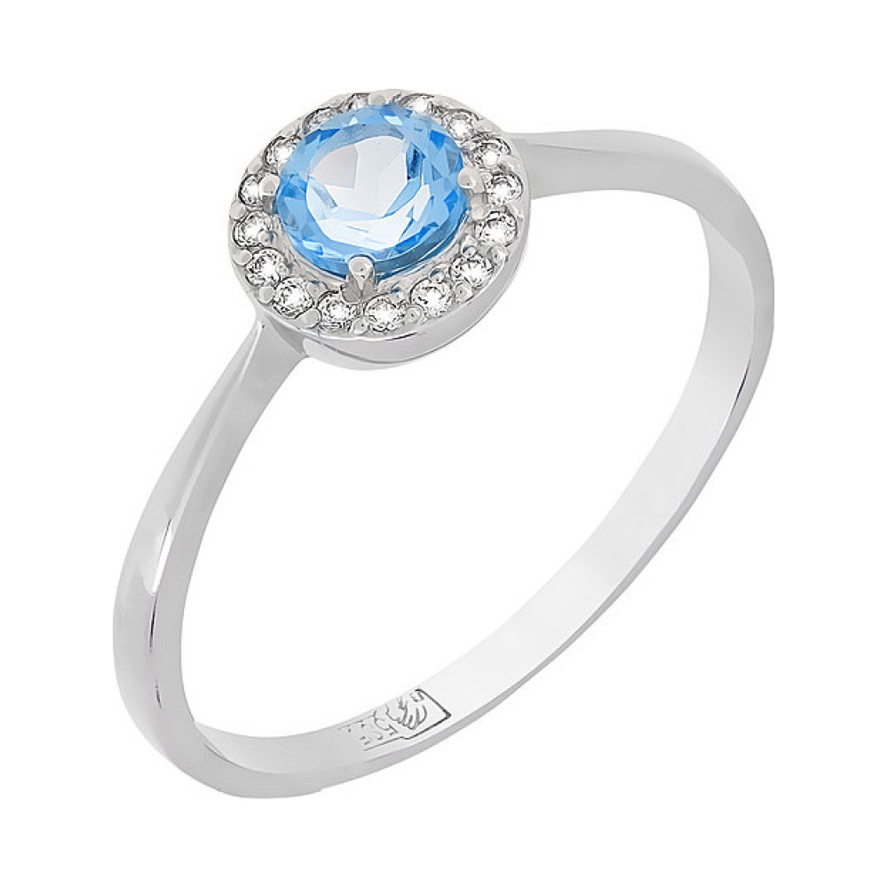 Золотое кольцо с топазом и фианитом № 103557