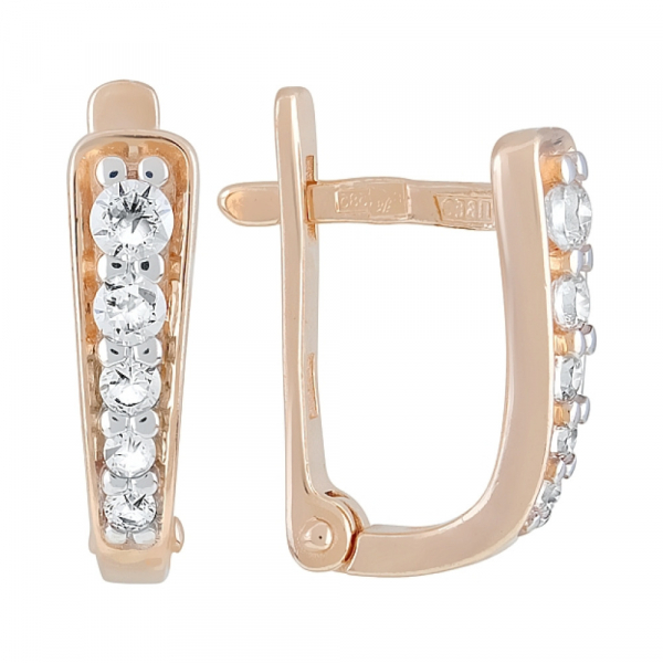 Золотые серьги с фианитами № 121966