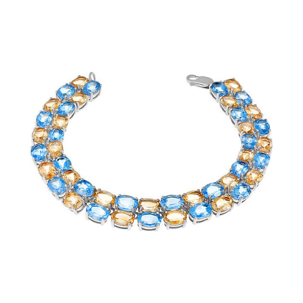 Серебряный браслет с полудраг. вставками № 123879