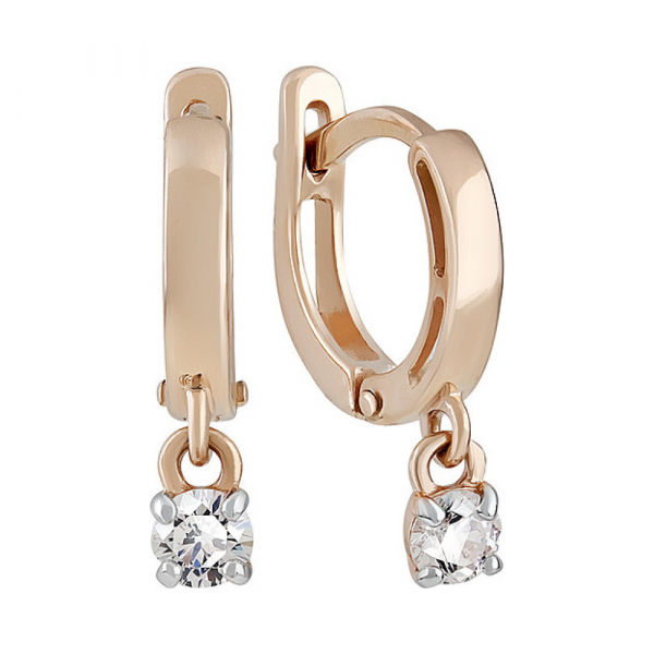 Золотые серьги с фианитом № 134745