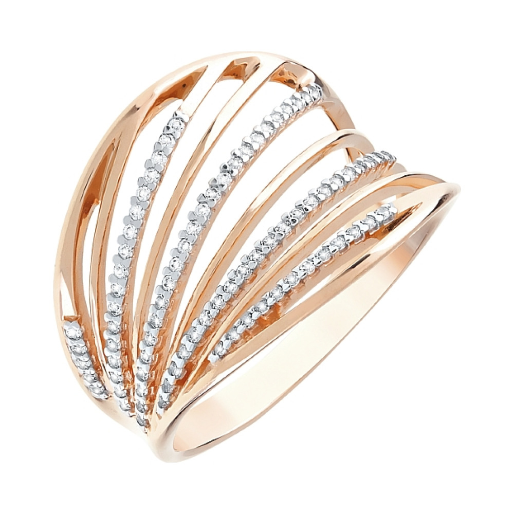 Золотое кольцо с фианитами № 112296