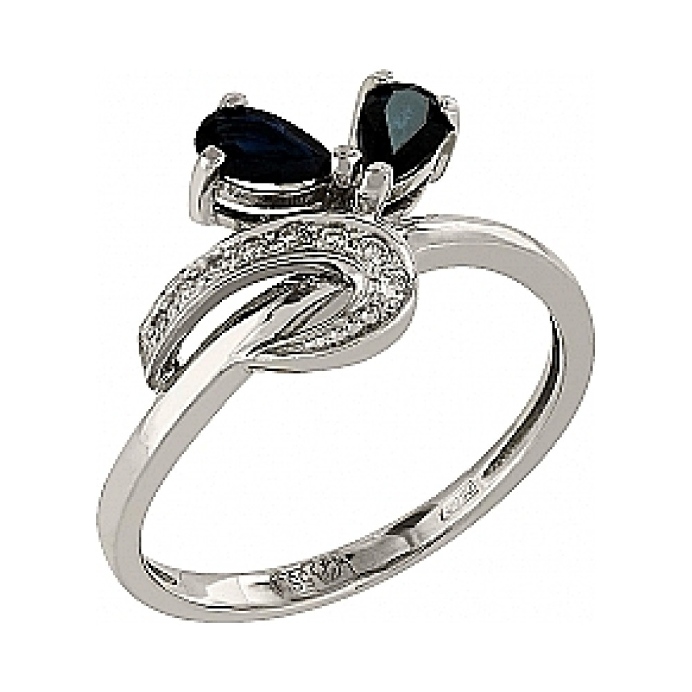 Золотое кольцо с бриллиантом и сапфиром № 97861