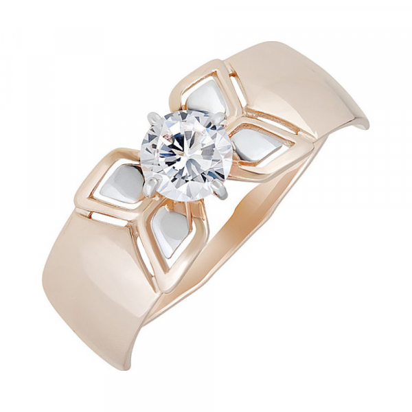 Золотое кольцо с фианитом № 133458