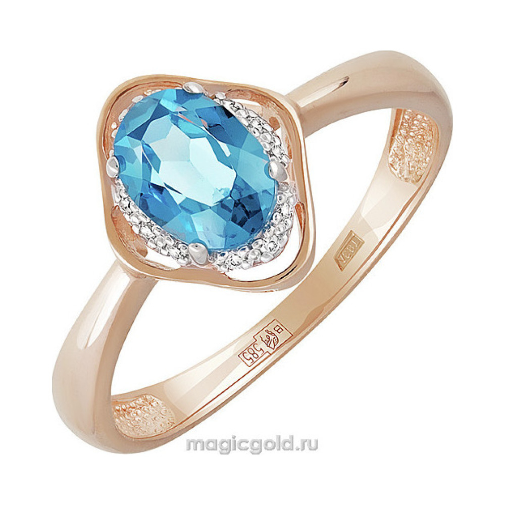 Золотое кольцо с топазом и фианитом № 141303