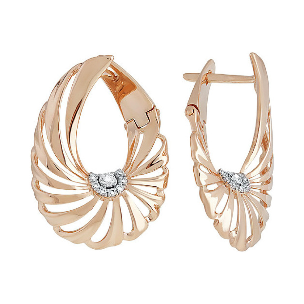 Золотые серьги с фианитом № 138088