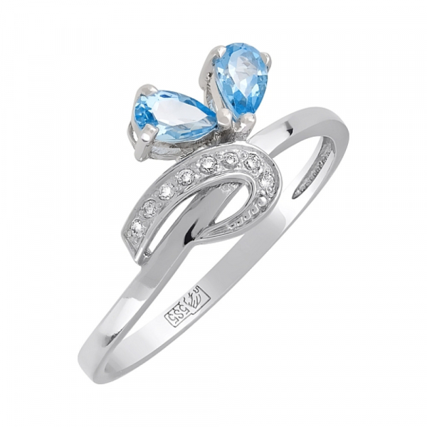 Золотое кольцо с топазом и фианитом № 95551