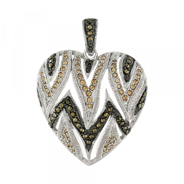 Серебряная подвеска горным хрусталем и марказитом № 80512