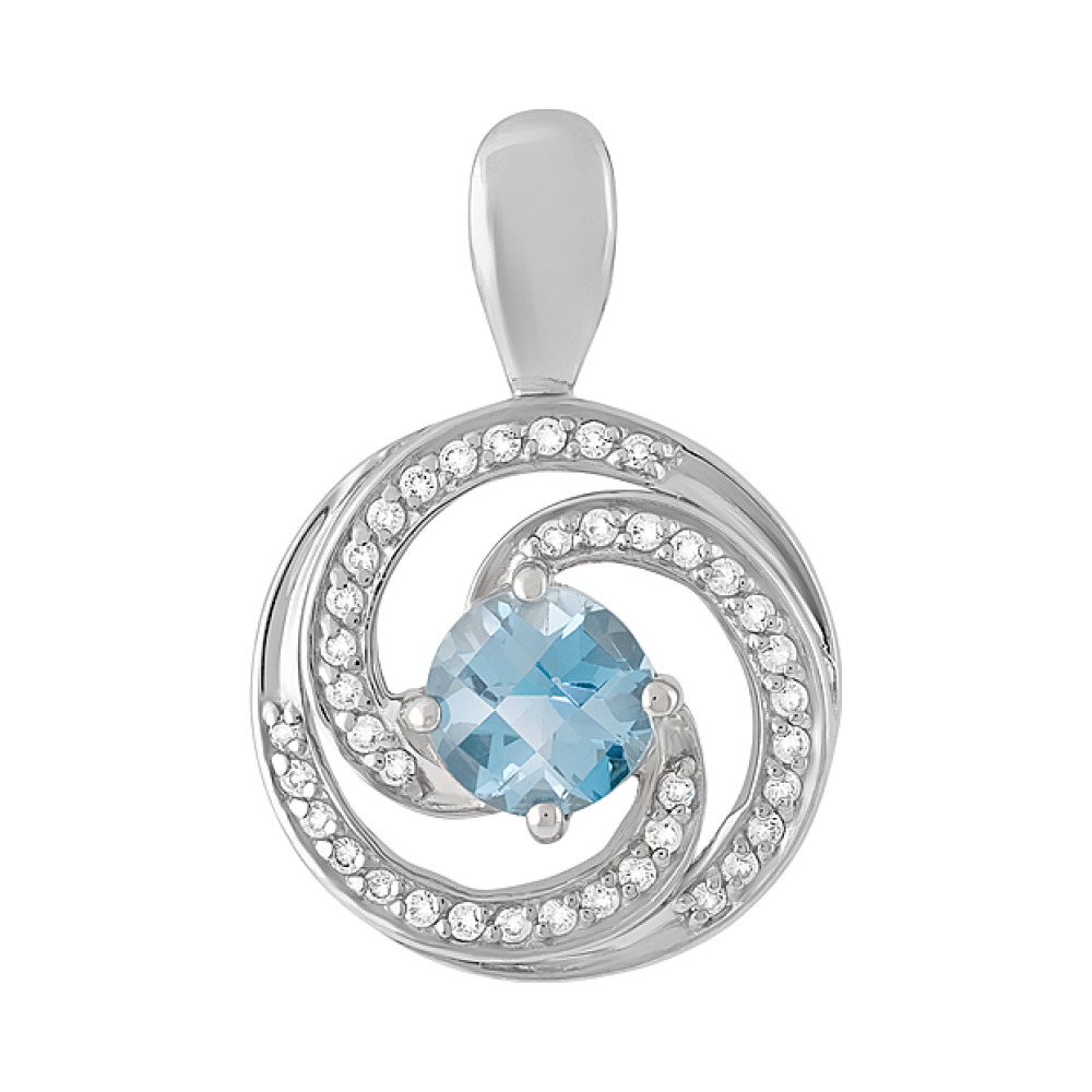 Серебряная подвеска с топазом и фианитом № 129761