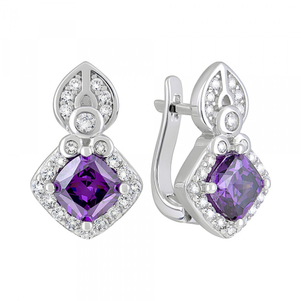 Серебряные серьги с фианитами № 127760